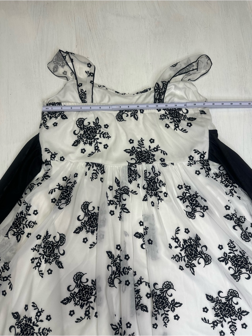 Trixxi 2X Black White Floral Flocked Dress Empire Waist Sleeveless Cocktail Plus - Picture 10 of 12